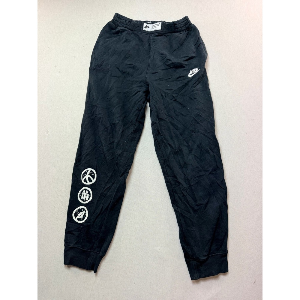 Nike Joggers Women Small Black Excellent Graphic Fleece Sweatpants Sportswear